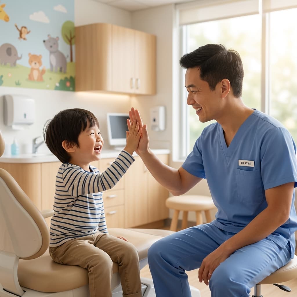 Dr. Dhivakaran High-Five with a smiling child